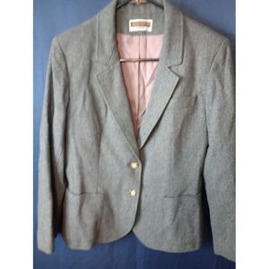 Vtg Jack Winter 10P‎ Gray Wool 2-Piece Set Suit Skirt Blazer Jacket